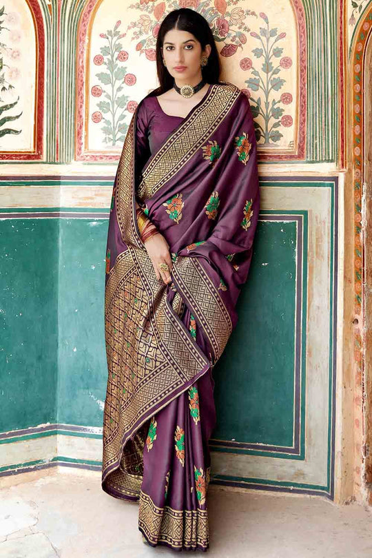 purple banarasi saree