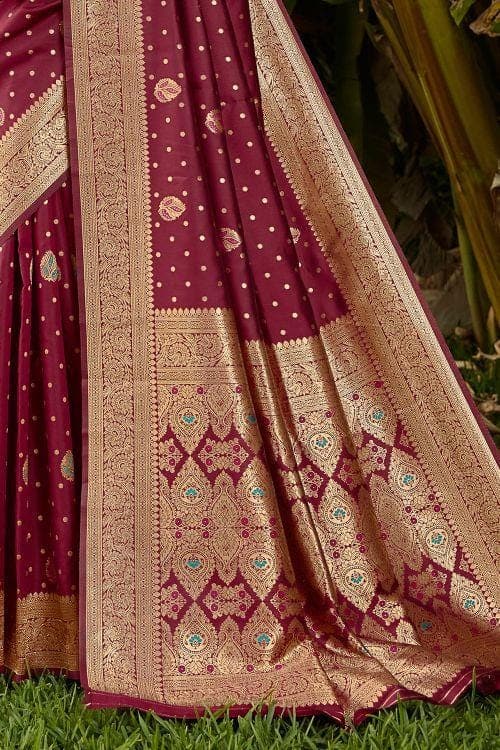 Banarasi Saree Wine Red Zari Weaved Banarasi Saree saree online