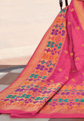 Wineberry Pink Zari Woven Banarasi Saree