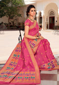 Wineberry Pink Zari Woven Banarasi Saree