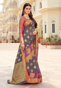 Wisteria Purple Zari Woven Banarasi Saree
