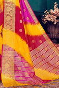 Yellow And Red Banarasi Saree