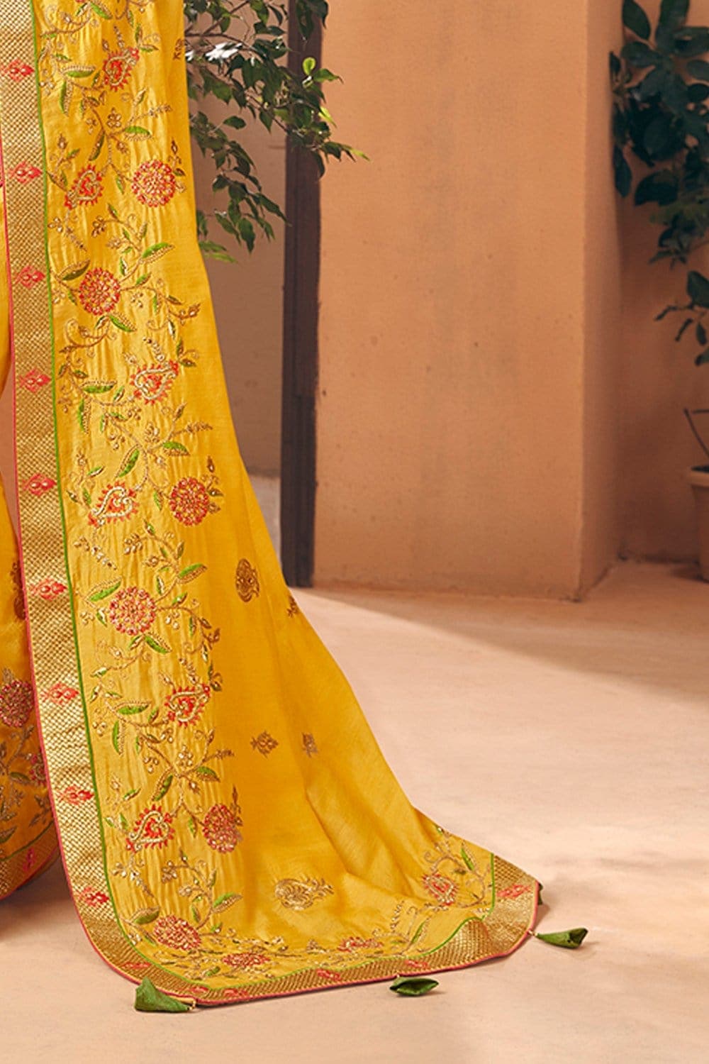 Yellow Beautiful Designer Banarasi Saree
