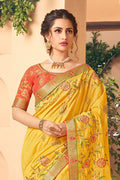 Yellow Beautiful Designer Banarasi Saree