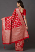 Banarasi Saree Zari Woven Carmine Red Banarasi Saree saree online