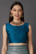 Banarasi Saree Zari Woven Prussian Blue Banarasi Saree saree online