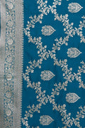 Banarasi Saree Zari Woven Prussian Blue Banarasi Saree saree online