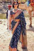 blue banarasi saree