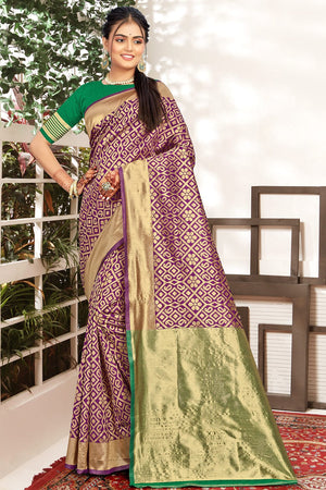 purple banarasi saree