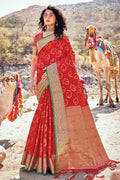red banarasi saree