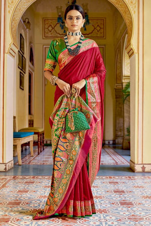 Crimson Red Banarasi Saree