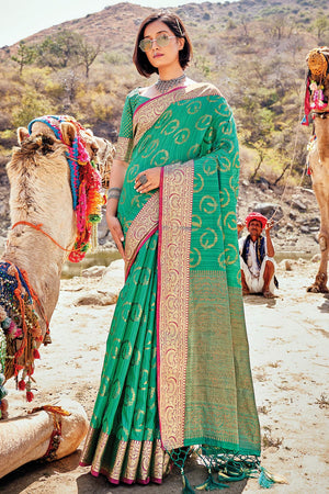 Emerald Green Banarasi Saree