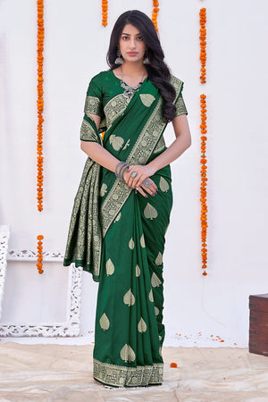 Fern Green Banarasi Saree