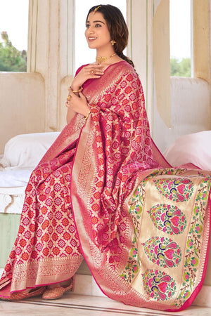 Fuschia Pink Banarasi Saree