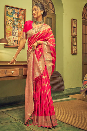 Fuschia Pink Banarasi Saree
