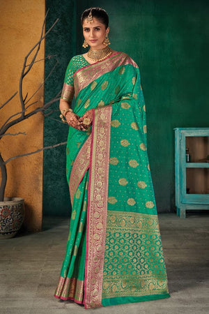 Jade Green Banarasi Saree