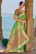 green banarasi saree