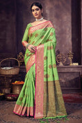 green banarasi saree