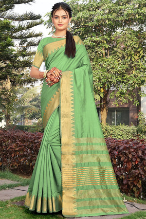 green banarasi saree