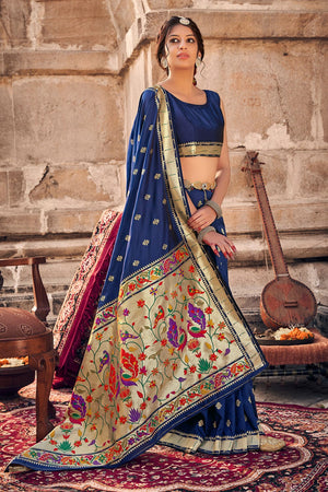 blue banarasi saree