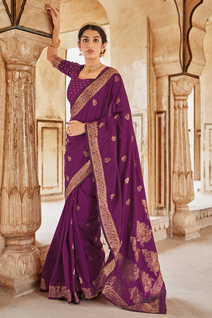 Pansy Purple Banarasi Saree