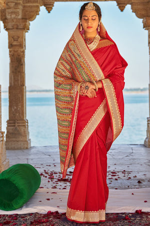 Rossa Corsa Red Banarasi Saree