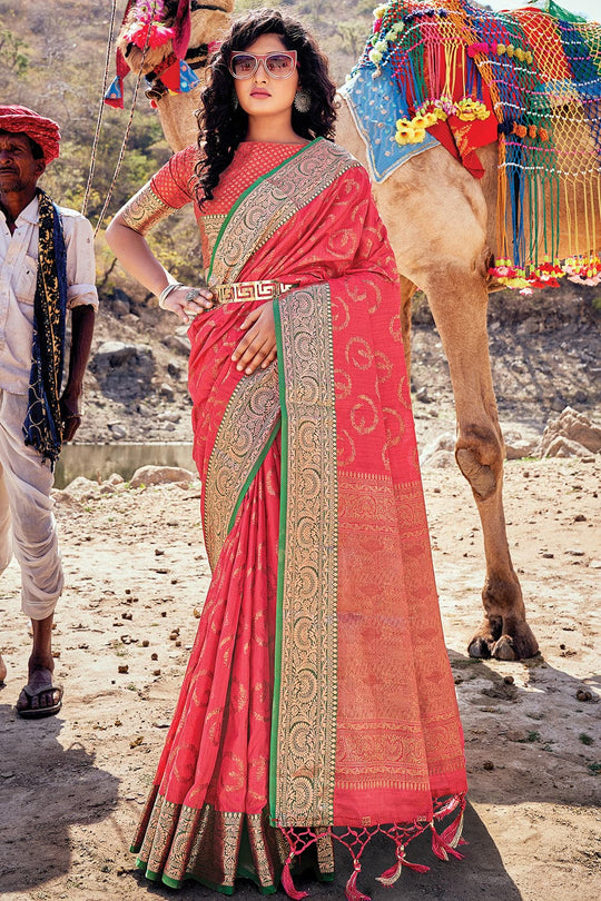 pink banarasi saree