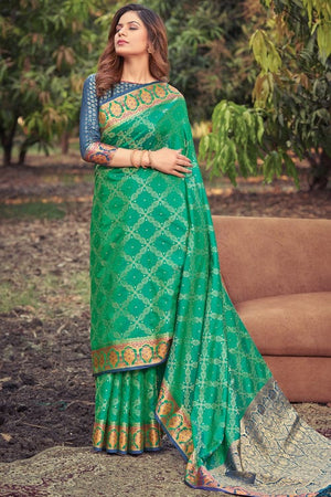Sea Green Banarasi Saree