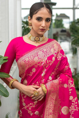 Shocking Pink Banarasi Saree
