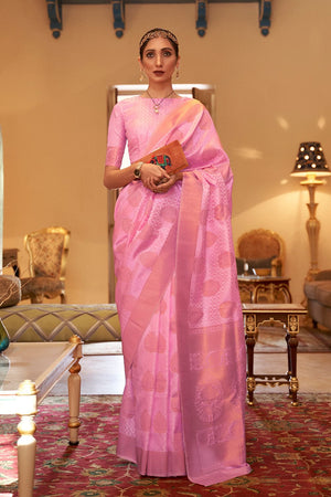 Taffy Pink Banarasi Saree