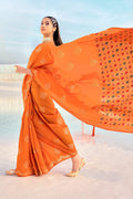 orange banarasi saree