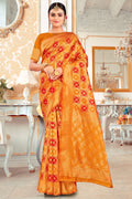 orange banarasi saree