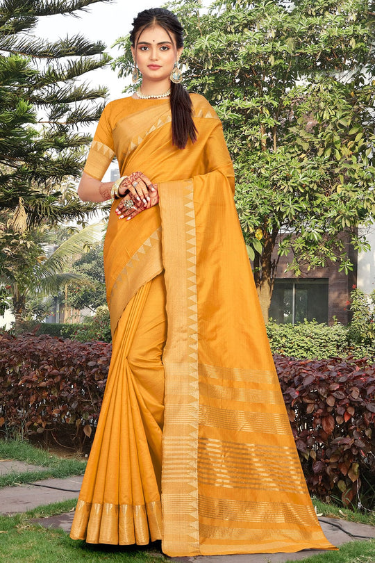 yellow banarasi saree