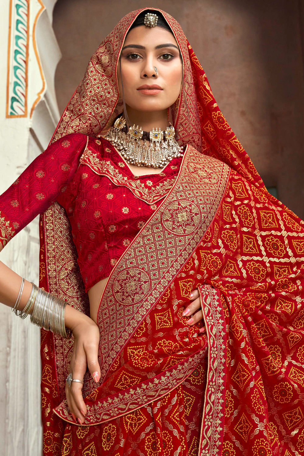 Bridal bandhani deals saree