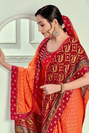 orange brasso saree