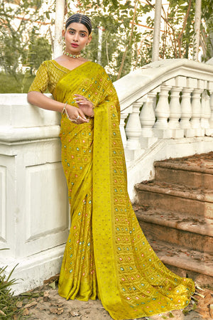 Avocado Green Brasso Saree