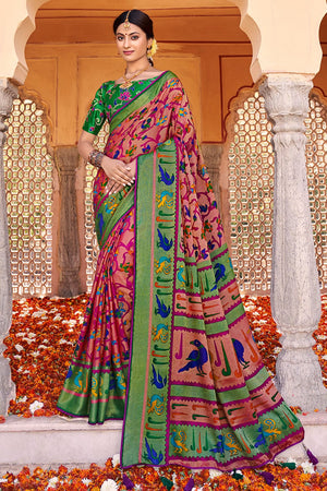Brink Pink Brasso Saree