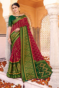 maroon brasso saree