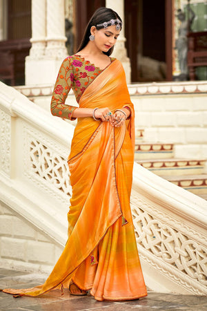 Carrot Orange Brasso Saree