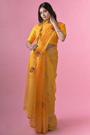 Dandelion Yellow Brasso Saree