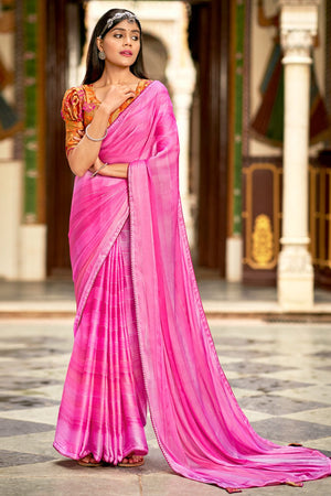 Flamingo Pink Brasso Saree