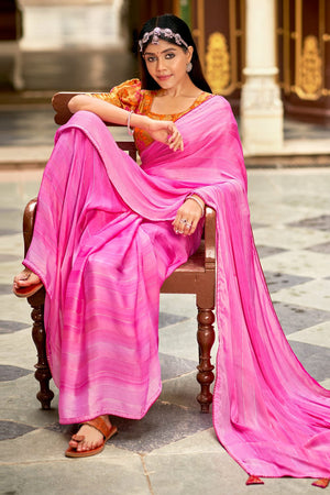 pink brasso saree