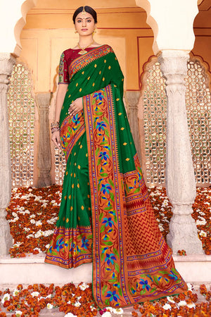 Forest Green Brasso Saree
