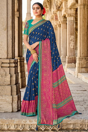 Navy Blue Brasso Saree