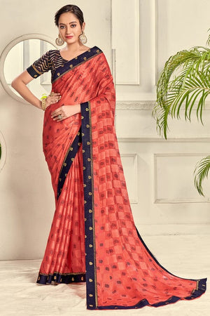 Peach Brasso Saree