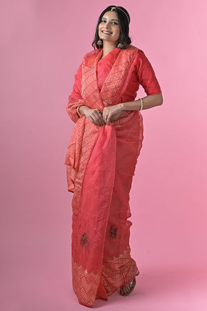 pink brasso saree