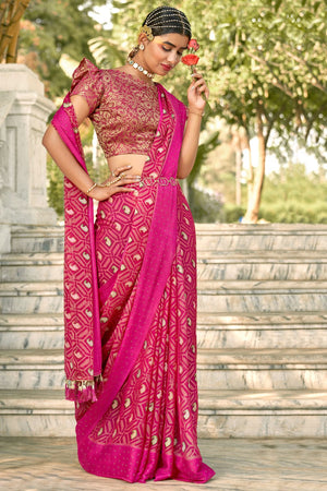 Punch Pink Brasso Saree