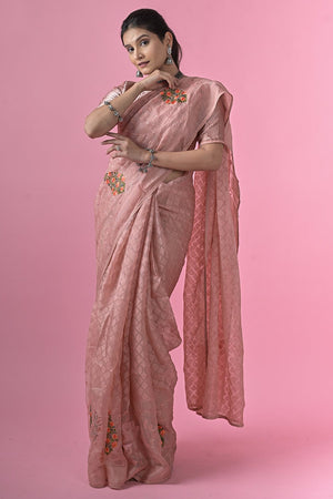 Rose Pink Brasso Saree