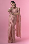 pink brasso saree