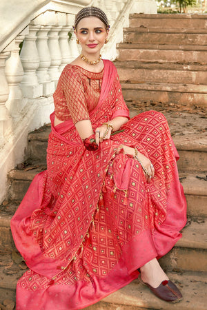 Rouge Pink Brasso Saree